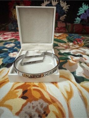 Unapologetic Silver-Tone Women’s Nameplate Necklace & Bracelet Set